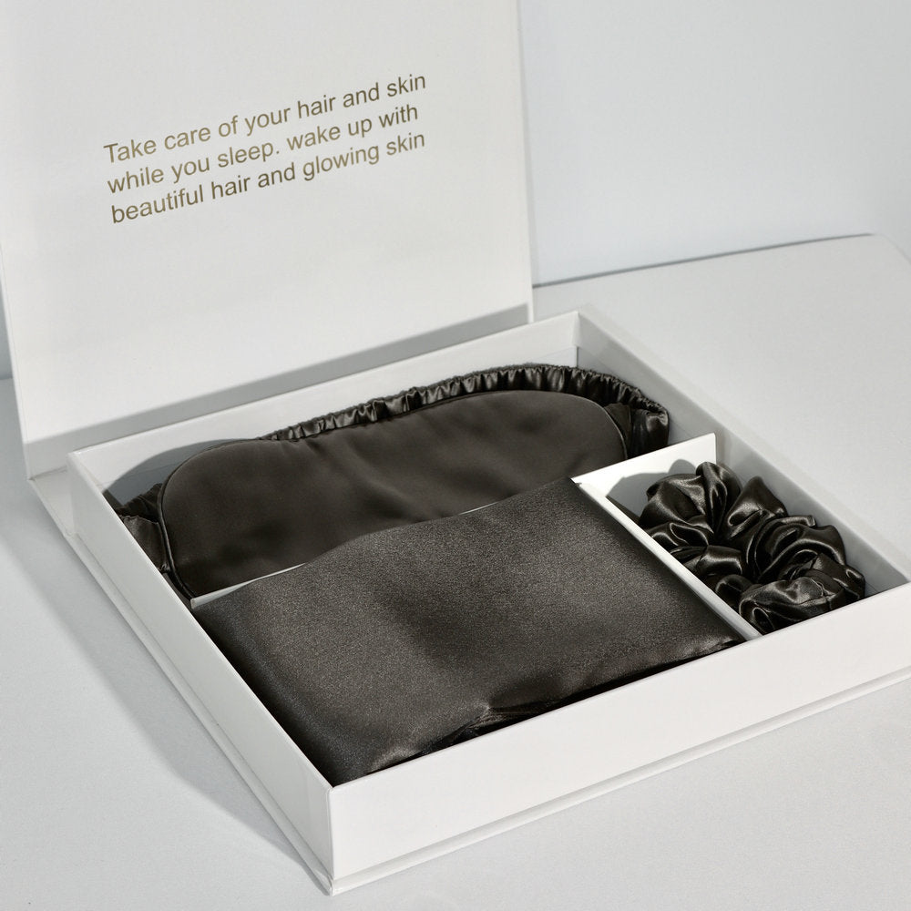 Bright Version Silk Pillowcase Eye Mask Hair Ring Three-piece Set 22 M Gift Box Set
