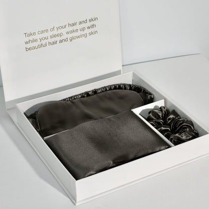 Bright Version Silk Pillowcase Eye Mask Hair Ring Three-piece Set 22 M Gift Box Set